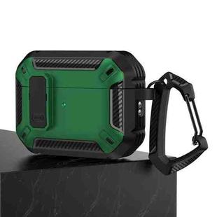 For AirPods Pro 2 Shield Shockproof Earphone Protective Case with Hook(Black Green)