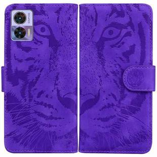 For Motorola Edge 30 Neo / Edge 30 Lite Tiger Embossing Pattern Flip Leather Phone Case(Purple)