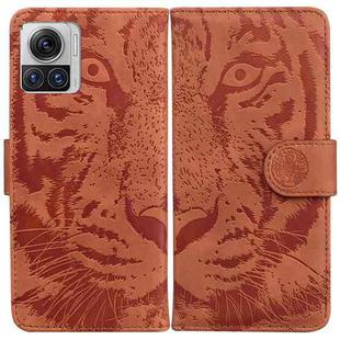 For Motorola Moto X30 Pro 5G / Edge 30 Ultra Tiger Embossing Pattern Flip Leather Phone Case(Brown)