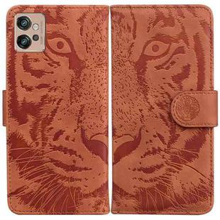 For Motorola Moto G32 Tiger Embossing Pattern Flip Leather Phone Case(Brown)