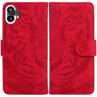 For Nothing Phone 1 Tiger Embossing Pattern Flip Leather Phone Case(Red)
