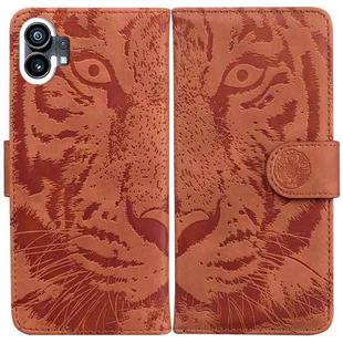 For Nothing Phone 1 Tiger Embossing Pattern Flip Leather Phone Case(Brown)