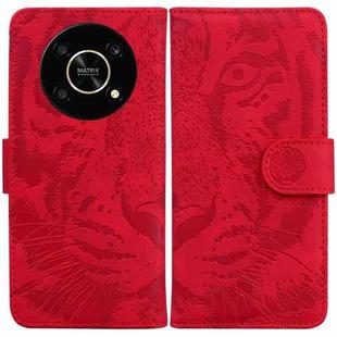 For Honor X9 / X9 5G Tiger Embossing Pattern Flip Leather Phone Case(Red)