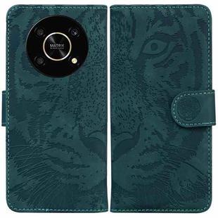 For Honor X9 / X9 5G Tiger Embossing Pattern Flip Leather Phone Case(Green)