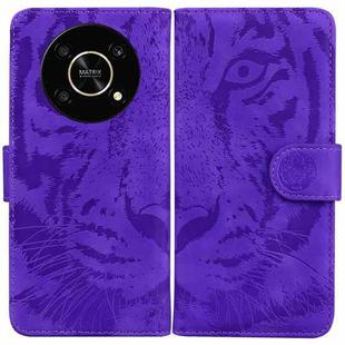 For Honor X9 / X9 5G Tiger Embossing Pattern Flip Leather Phone Case(Purple)