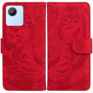 For Realme C30 Tiger Embossing Pattern Flip Leather Phone Case(Red)