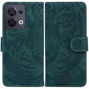 For OPPO Reno8 Tiger Embossing Pattern Flip Leather Phone Case(Green)