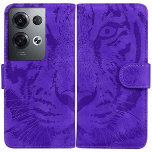 For OPPO Reno8 Pro Tiger Embossing Pattern Flip Leather Phone Case(Purple)