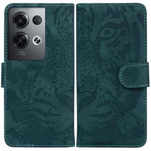 For OPPO Reno8 Pro+ Tiger Embossing Pattern Flip Leather Phone Case(Green)