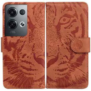 For OPPO Reno8 Pro+ Tiger Embossing Pattern Flip Leather Phone Case(Brown)