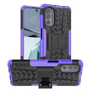 For Motorola Moto G62 5G Tire Texture TPU + PC Phone Case with Holder(Purple)