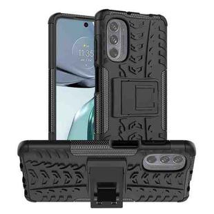 For Motorola Moto G62 5G Tire Texture TPU + PC Phone Case with Holder(Black)