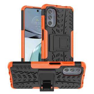 For Motorola Moto G62 5G Tire Texture TPU + PC Phone Case with Holder(Orange)