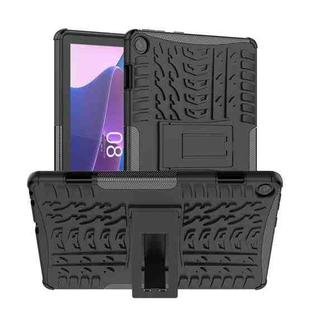For Lenovo Tab M10 3rd Gen Tire Texture TPU + PC Tablet Case with Holder(Black)