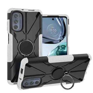 For Motorola Moto G62 5G Armor Bear Shockproof PC + TPU Phone Case with Ring(White)