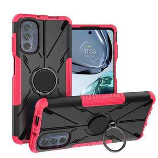 For Motorola Moto G62 5G Armor Bear Shockproof PC + TPU Phone Case with Ring(Rose Red)