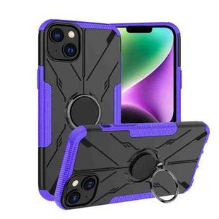 For iPhone 14 Plus Armor Bear Shockproof PC + TPU Phone Case with Ring(Purple)