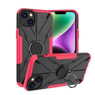 For iPhone 14 Plus Armor Bear Shockproof PC + TPU Phone Case with Ring(Rose Red)