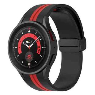For Samsung Galaxy Watch5 Pro Two-color Stripe Silicone Watch Band(Black Red)