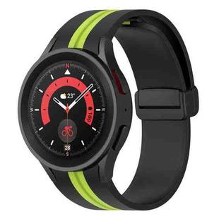 For Samsung Galaxy Watch5 Pro Two-color Stripe Silicone Watch Band(Black Lime Green)