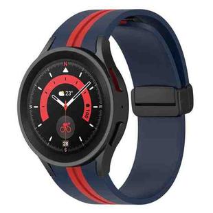 For Samsung Galaxy Watch5 Pro Two-color Stripe Silicone Watch Band(Midnight Blue Red)