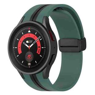 For Samsung Galaxy Watch5 Pro Two-color Stripe Silicone Watch Band(Olive Green Black)