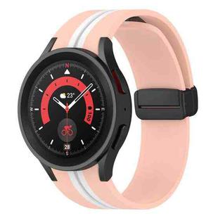 For Samsung Galaxy Watch5 Pro Two-color Stripe Silicone Watch Band(Pink White)