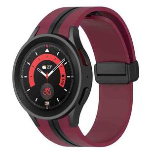 For Samsung Galaxy Watch5 Pro Two-color Stripe Silicone Watch Band(Wine Red Black)