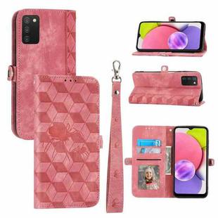 For Samsung Galaxy A03s 166 EU Version Spider Printed Leather Phone Case(Pink)