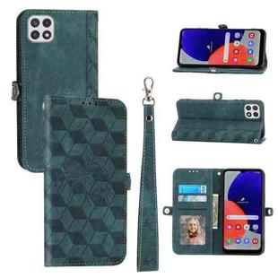 For Samsung Galaxy A22 5G Spider Printed Leather Phone Case(Green)