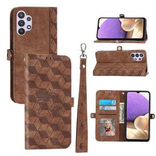 For Samsung Galaxy A32 5G Spider Printed Leather Phone Case(Brown)