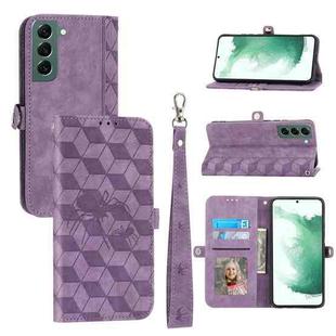 For Samsung Galaxy S21 Spider Printed Leather Phone Case(Purple)
