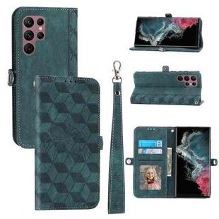 For Samsung Galaxy S22 Ultra Spider Printed Leather Phone Case(Green)