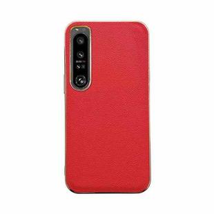 For Sony Xperia 1 IV Genuine Leather Luolai Series Nano Plating Phone Case(Red)