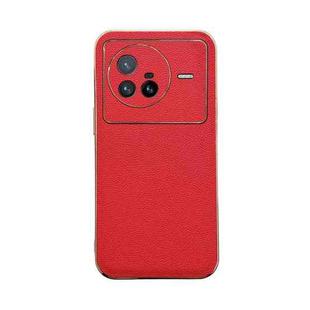 For vivo X80 5G Genuine Leather Luolai Series Nano Plating Phone Case(Red)