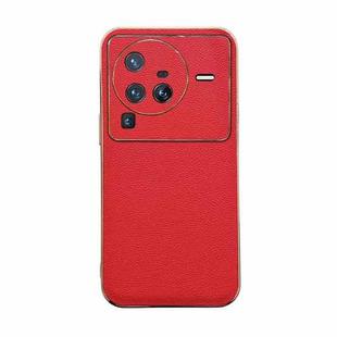 For vivo X80 Pro 5G Genuine Leather Luolai Series Nano Plating Phone Case(Red)