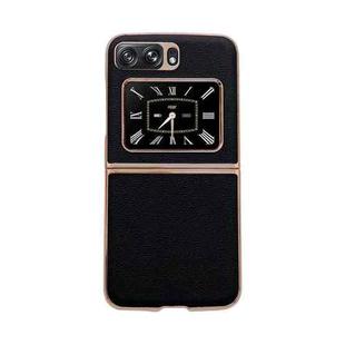For Motorola Moto Razr 2022 Genuine Leather Luolai Series Nano Plating Phone Case(Black)