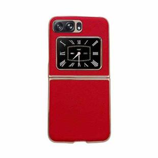 For Motorola Moto Razr 2022 Genuine Leather Luolai Series Nano Plating Phone Case(Red)