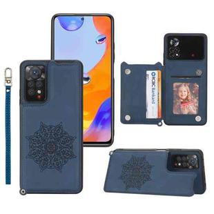 For Xiaomi Redmi Note 11S Mandala Embossed Phone Case with Holder(Blue)