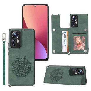 For Xiaomi 12 Lite Mandala Embossed Phone Case with Holder(Green)