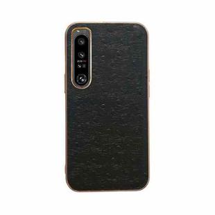 For Sony Xperia 1 IV Genuine Leather Ostrich Texture Nano Plating Phone Case(Black)