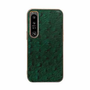 For Sony Xperia 1 IV Genuine Leather Ostrich Texture Nano Plating Phone Case(Green)