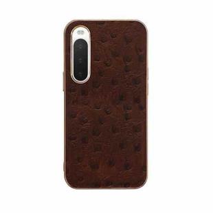 For Sony Xperia 10 IV Genuine Leather Ostrich Texture Nano Plating Phone Case(Coffee)