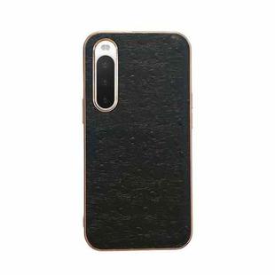 For Sony Xperia 10 IV Genuine Leather Ostrich Texture Nano Plating Phone Case(Black)