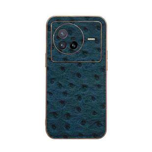 For vivo X80 5G Genuine Leather Ostrich Texture Nano Plating Phone Case(Blue)