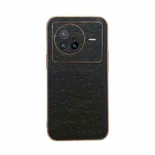 For vivo X80 5G Genuine Leather Ostrich Texture Nano Plating Phone Case(Black)