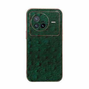 For vivo X80 5G Genuine Leather Ostrich Texture Nano Plating Phone Case(Green)