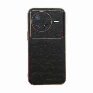 For vivo X80 Pro 5G Genuine Leather Ostrich Texture Nano Plating Phone Case(Black)