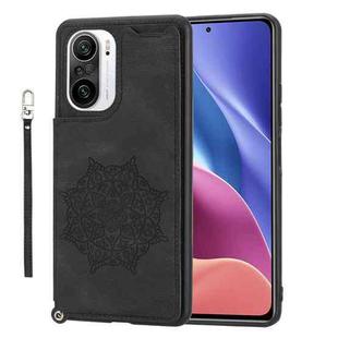 For Xiaomi Redmi K40 Mandala Embossed Phone Case with Holder(Black)