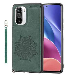 For Xiaomi Redmi K40 Mandala Embossed Phone Case with Holder(Green)